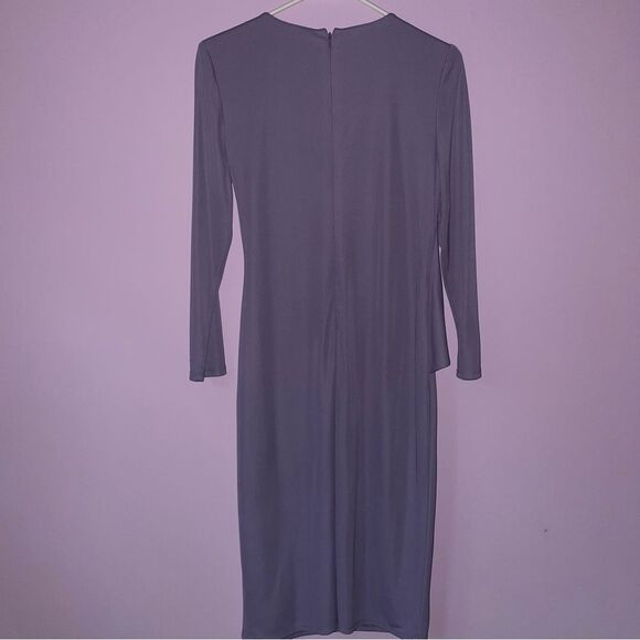 NEW Ralph Lauren Size 6 Dress Midi Lilac Purple Wrap Front 3/4 Sleeve High Neck - Picture 6 of 9